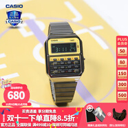 卡西歐（CASIO） 男表女表卡西歐手表男女情侶表學生時尚運動表太陽能雙顯電子表 CA-500WEGG-9BDF潮流黑 可計算器