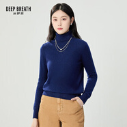 深呼吸DEEP BREATHDEEP BREATH女裝高領(lǐng)100%針織純羊絨衫女A301601 藏藍(lán) S (2)
