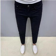 尡韻牛仔褲男潮牌修身小腳褲彈力休閑潮流百搭男士九分褲子薄款褲子 億牛-9919黑色 29