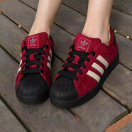 adidas阿迪達(dá)斯三葉草男鞋女鞋板鞋 25秋季新款情侶金標(biāo)貝殼休閑鞋子女 酒紅/情侶貝殼頭 /Superstar 2 38