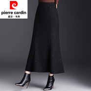 皮爾卡丹（pierre cardin）魚(yú)尾裙春秋款小香風(fēng)裙子氣質(zhì)長(cháng)裙毛呢半裙包臀裙灰色半身裙女冬裙 黑色/冬款 M 2尺