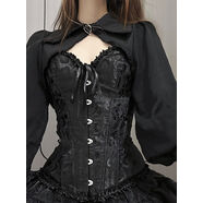 暗黑辣妹性感束腰抹胸魚(yú)骨上衣宮廷風(fēng)蕾絲短上衣歐根紗蓬蓬裙 盤(pán)扣罩衫 L L