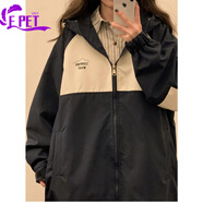 EPET工裝外套女春秋韓版休閑寬松BF2025秋季新款潮日常百搭森系風(fēng)衣學(xué) 藏青色【雙層外套】 M 建議100-115斤