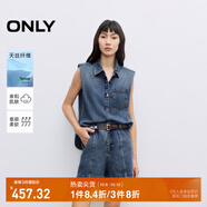 ONLY2025秋季新款假兩件無袖翻領(lǐng)連體短褲牛仔褲女|125176001 J34 390洗水牛仔藍 S