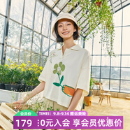 飛鳥(niǎo)和新酒POLO領(lǐng)短袖T恤女印花2025夏季新款寬松復(fù)古短小衫 其他米白HRA03 M