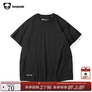 熊貓·本（ben.panda）純色短袖t恤男寬松圓領(lǐng)潮體恤衫夏純棉情侶半袖打底衫衣多穿 黑色 S
