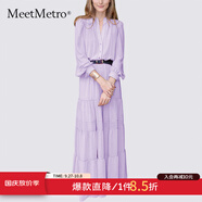 MeetMetro瑪依爾法式仙女連衣裙女2025秋新款高端氣質(zhì)純欲風(fēng)裙子禮服長裙 紫色 XL