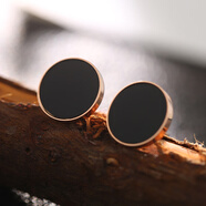 日韓簡(jiǎn)約黑色圓圈鈦鋼耳釘大中小號圓餅耳環(huán)冷淡風(fēng)短發(fā)耳墜耳飾女 1.4cm