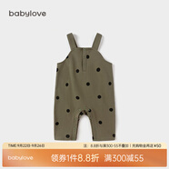 babylove男女寶寶背帶褲春秋洋氣長(zhǎng)褲嬰兒連體褲外出純棉休閑褲子 軍綠 80