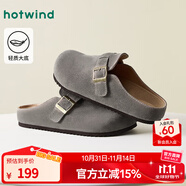 熱風(fēng)【商場同款】男鞋復(fù)古勃肯鞋2025年秋季新款男士舒適包頭軟木拖 52深灰（H15M25305） 魔術(shù)貼款 42