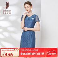 經(jīng)典故事（JANE STORY）2025新款夏季高級感蕾絲連衣裙女氣質(zhì)女神范純色裙子鏤空蕾絲裙 K03 藍綠色 S