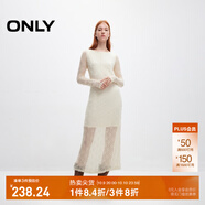 ONLY2025秋季新款甜美優(yōu)雅鉤花蕾絲長袖長裙連衣裙女|125161006 A43 奶油白色 2XL