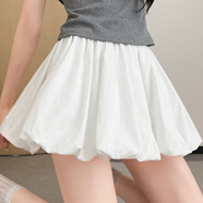 花苞半身裙新款高腰a字百褶短裙小個(gè)子大碼蓬蓬裙子可愛(ài)半截裙 白色 S 適合(80-95斤)