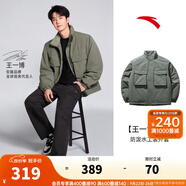 安踏（ANTA）【王一博同款】棉服保暖外套男女冬防潑水多口袋工裝上衣 暗宸綠-2 L (男175)