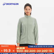 迪卡儂（DECATHLON）保暖戶外抓絨衣外套男女運(yùn)動(dòng)寬松秋搖粒絨外套沖鋒衣內(nèi)膽 女款-全拉鏈-蒼穹綠 XL