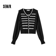 森馬（Semir）[毛衫合輯]男士毛衫秋冬簡(jiǎn)約保暖毛衣針織衫情侶款 [女裝A款]黑色調00399 M