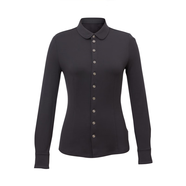 阿瑪施（AMASS）女裝外套新款輕職風(fēng)通勤休閑親膚修身純色襯衫時(shí)尚5300528 黑色 S 2碼 100斤