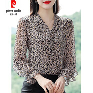 皮爾卡丹碎花長(cháng)袖雪紡衫女春裝2025新款別致漂亮襯衫上衣女士時(shí)尚洋氣小衫 豹紋 2XL (125-135斤)
