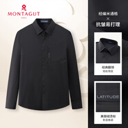 夢(mèng)特嬌[輕量化經(jīng)編]男士襯衫秋季翻領(lǐng)休閑運(yùn)動(dòng)米通格襯衣四面彈2025新款 黑色 M _170_88A