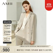 AMII女裝2025職業(yè)西服套裝女夏季新款休閑外套時(shí)尚西裝兩件套 卡其(西裝) XL (170)