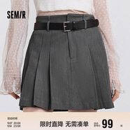 森馬（Semir）半身裙女腰帶西裝百褶裙顯瘦2025春季女團(tuán)風(fēng)遮胯短裙109125120001