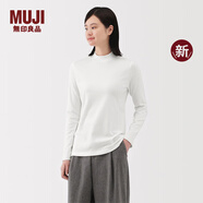 無印良品（MUJI）女式 起毛羅紋編織半高領(lǐng)長袖T恤上衣打底衫女內(nèi)搭春秋女裝新品 白色 5A L （165/88A）