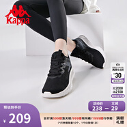 卡帕（Kappa）跑步鞋新款情侶男女運動(dòng)鞋輕質(zhì)跑鞋飛織休閑旅游鞋 黑色/霧藍灰-990 44