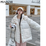 棉致連帽加厚棉服女新款秋冬季羽棉襖絨服女棉衣外套面包服不跑棉保暖 2302米白色【高品質(zhì)】 M 90-115斤