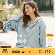森馬（Semir）外套女中長款寬松外搭2024年新款休閑連帽松弛感針織夾克通勤百搭 牛仔藍80335【新款 迪士尼聯(lián)名】 L 165/88A