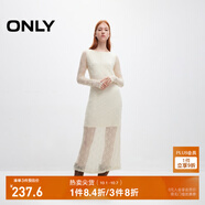 ONLY2025秋季新款甜美優(yōu)雅鉤花蕾絲長(cháng)袖長(cháng)裙連衣裙女|125161006 A43 奶油白色 S