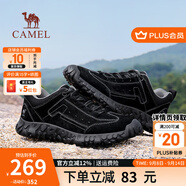 駱駝（CAMEL）登山鞋男防滑戶(hù)外徒步運動(dòng)休閑鞋男新款透氣男士復古鞋子 G15A370083  黑色（皮面款） 40