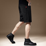 貴色歐洲站輕奢冰涼感白色休閑短褲男夏季薄款寬松直筒五分中褲 黑色 34 _二尺七