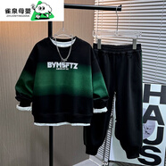 葉余男童秋裝衛衣套裝2025新款兒童秋季運動(dòng)一體絨加絨加厚男孩中大童 紫色加條套裝 春秋款 均碼 偏胖拍大一碼