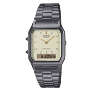 卡西歐手表雙顯運(yùn)動防水復(fù)古金屬銀色小方塊雙顯男女 AQ-230GG-9A