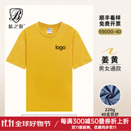 藍之旺 班服t恤定制工作服印logo短袖文化衫訂做七夕送男女友情人節(jié)禮物 精致高支款姜黃 L