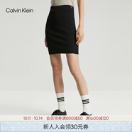 Calvin KleinJeans秋季女士休閑通勤ck刺繡拉鏈羅紋包臀裙針織半裙J222007 BEH-太空黑 XS
