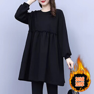 創(chuàng  )琪潘服飾5折連衣裙歐美裙子質(zhì)感感秋冬大碼女裝胖mm遮肚減齡顯瘦加絨 圖片色【感時(shí)髦顯瘦別致漂亮女神范今年流行氣質(zhì)洋氣高 3XL 140-160斤