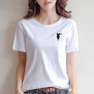 POLO SPORT美國保羅印花大馬標短袖t恤女士休閑寬松大碼時(shí)尚潮流圓領(lǐng)上衣 女款白色 L (105-120斤)