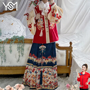 翊尚美馬面裙漢服成人套裝女秋冬新款2025年新中式刺繡國風(fēng)加絨拜年服 藍色 【國風(fēng)龍威原創(chuàng  )正版全套】 XS 【適合70-85斤】