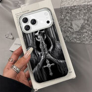 骷髏使者適用于蘋(píng)果17PROMAX手機殼iPhone16設計感15新款14硬殼13 LM骷髏使者【銀色羽紗殼】 蘋(píng)果6