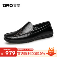 零度Zero官方樂福鞋2024春夏新款柔軟舒適防滑休閑套腳駕車豆豆鞋 黑色 38