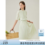 范思藍(lán)恩范思藍(lán)恩青檸之夏法式宮廷風(fēng)短袖連衣裙女2024夏季新款裙子女 冰薄荷 L