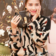 2025秋冬新款高圓圓明星同款豹紋毛衣外套圓領(lǐng)針織打底衫女裝上衣 圖片色 S