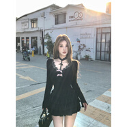 HE&MEMejiu蜜九【曉奇物語(yǔ)】性感蕾絲洋裝女設計感蝴蝶春季辣妹裙子 洋裝 L