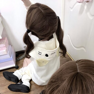 草莓熊自制棉花糖小貓寬松加厚日系秋季新款長(cháng)袖開(kāi)衫連帽衛衣外套 棉花糖小貓外套 S 能穿到80到100斤