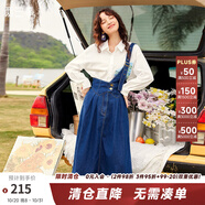 兩三事復(fù)古牛仔背帶裙女2025春季新款冬季新款牛仔裙半身裙裙子一人相伴 牛仔藍(lán)預(yù)售 S
