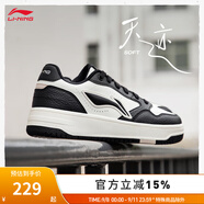 李寧天跡SOFT丨板鞋男鞋柔軟舒適潮流百搭運動(dòng)時(shí)尚鞋AGCU271 云霧白/暗夜黑-4 42