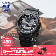 卡西歐（CASIO） 男表女表卡西歐手表男女情侶表學(xué)生時尚運動表太陽能雙顯電子表 AQ-S820W-1AVPF黑豹 太陽能