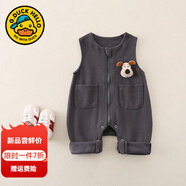 G.DUCKKIDS小黃鴨寶寶褲子春秋裝嬰兒背帶褲男女童休閑褲小童可愛外穿長褲 灰色獅子 80 尺碼6-12月【75-85cm】