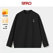 SPAO韓國同款小熊長袖T恤男女同款秋冬加絨加厚保暖上衣SPCX25SG02LD 黑#SP海軍熊-刺繡車 L